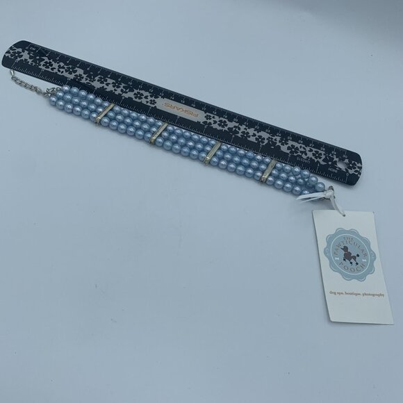 Blue Pearl Crystal Necklace - Dog Jewelry - Pawticular Pooch - Medium 140430 - Picture 2 of 2